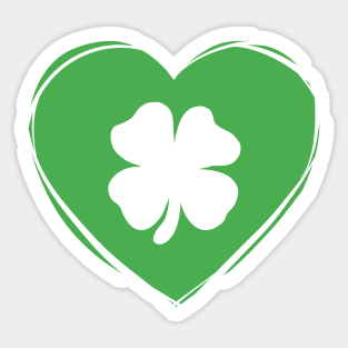 St Patrick’s Day Green Heart Four Leaf Clover Sticker